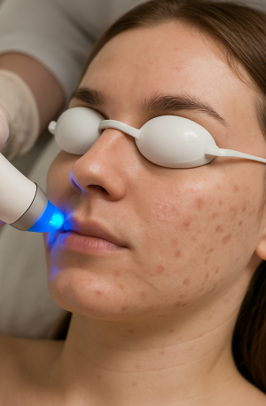 Tratamiento con Láser Azul para Cicatrices de Acné y Poros Dilatados